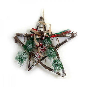 Вінок для декору новорічний Зірка з гілками d31 626155 G-Rich