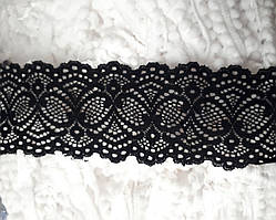 Мереживо 6 см стрейчеве чорне "мозаїка" (1уп =23 м)