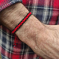 Мужской браслет ручного плетения макраме "Арес" CHARO DARO (красно-черный)