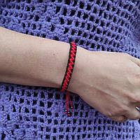 Жіночий браслет ручного плетіння макраме "Арес" CHARO DARO (червоно-чорний)