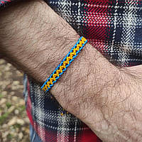 Чоловічий браслет ручного плетіння макраме "Арес" CHARO DARO (блакитно-жовтий)