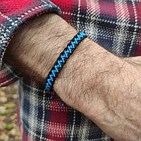 Чоловічий браслет ручного плетіння макраме "Арес" CHARO DARO (чорно-синій)
