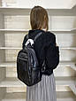 Шкіряний рюкзак на 2 відділення фактура крокодил кишеню спереду С101-КТ-2827 Чорний, фото 4
