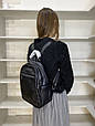Шкіряний рюкзак на 2 відділення фактура крокодил кишеню спереду С101-КТ-2827 Чорний, фото 5