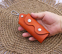Индивидуальная ключница из кожи на кнопках для женщин/ Оранжевый