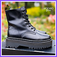 Ботинки демисезонные женские Dr. Martens Jadon mono black / черевики др. Мартенс Жадон черные термо 40