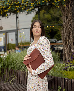 Чохол для MacBook Дизайн №21 з натуральної шкіри колір Коньяк