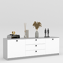 Комод Макс з шухлядами і тумбами 600х1800х420 мм Сірий / Білий
