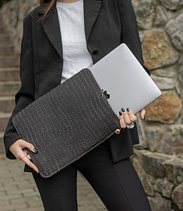 Шкіряний чохол для MacBook з повстю, Шкіра Італійський Краст, колір Коричневий