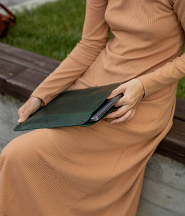 Чохол для MacBook Дизайн №1 з натуральної шкіри колір Зелений, фото 1