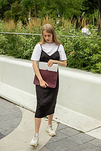 Чохол для MacBook Дизайн №2 з натуральної шкіри колір Бордо