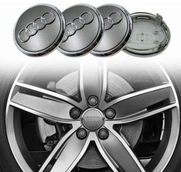 Ковпачки (заглушки) в литі диски AUDI  (Ауди) 61 мм Хром лого