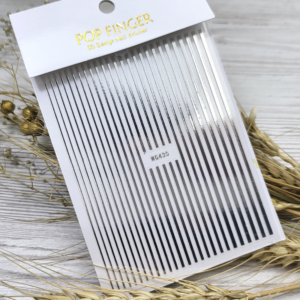 Наклейки для дизайну срібні лінії нігтів Nail stiker WG430