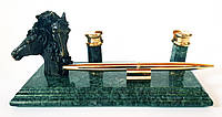 Мраморный настольный набор (Фигура коня, подставка для визитных карт и металлическая ручка) Penstand 7153