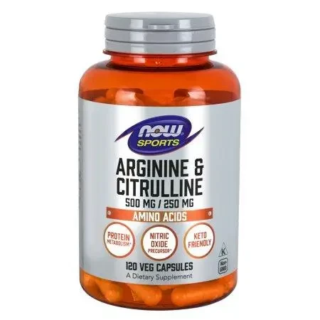 Now Arginine 500 mg & Citrulline 250 mg 120 veg caps, фото 1