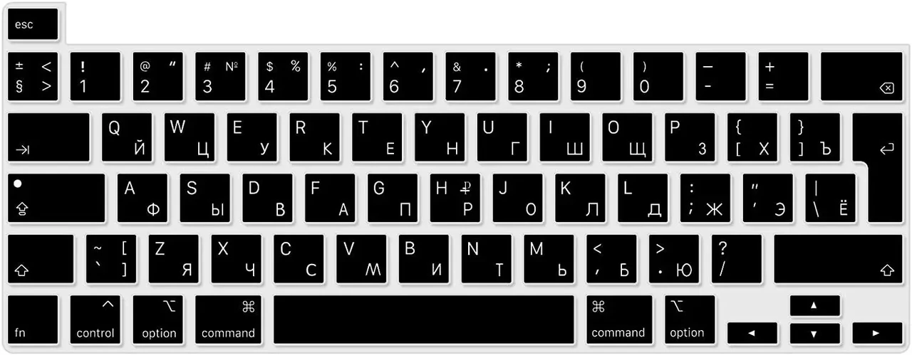 Накладка на клавіатуру для MacBook Pro 13 (2020-2022) / Pro 16 (2019) — Чорна EU (з кирилицею)