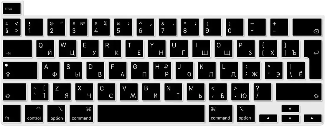 Накладка на клавіатуру для MacBook Pro 13 (2020-2022) / Pro 16 (2019) — Чорна EU (з кирилицею), фото 1
