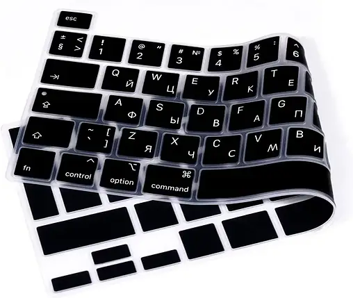 Накладка на клавіатуру для MacBook Pro 13 (2020-2022) / Pro 16 (2019) — Чорна EU (з кирилицею), фото 2