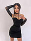 Облягаюче міні плаття з відкритими плечима та чашками push з рукавами із сітки (р. 42, 44) 66035002Е, фото 2