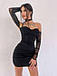 Облягаюче міні плаття з відкритими плечима та чашками push з рукавами із сітки (р. 42, 44) 66035002Е, фото 7