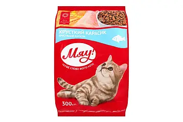 Сухий корм Мяу для кішок, з карасем 300г.