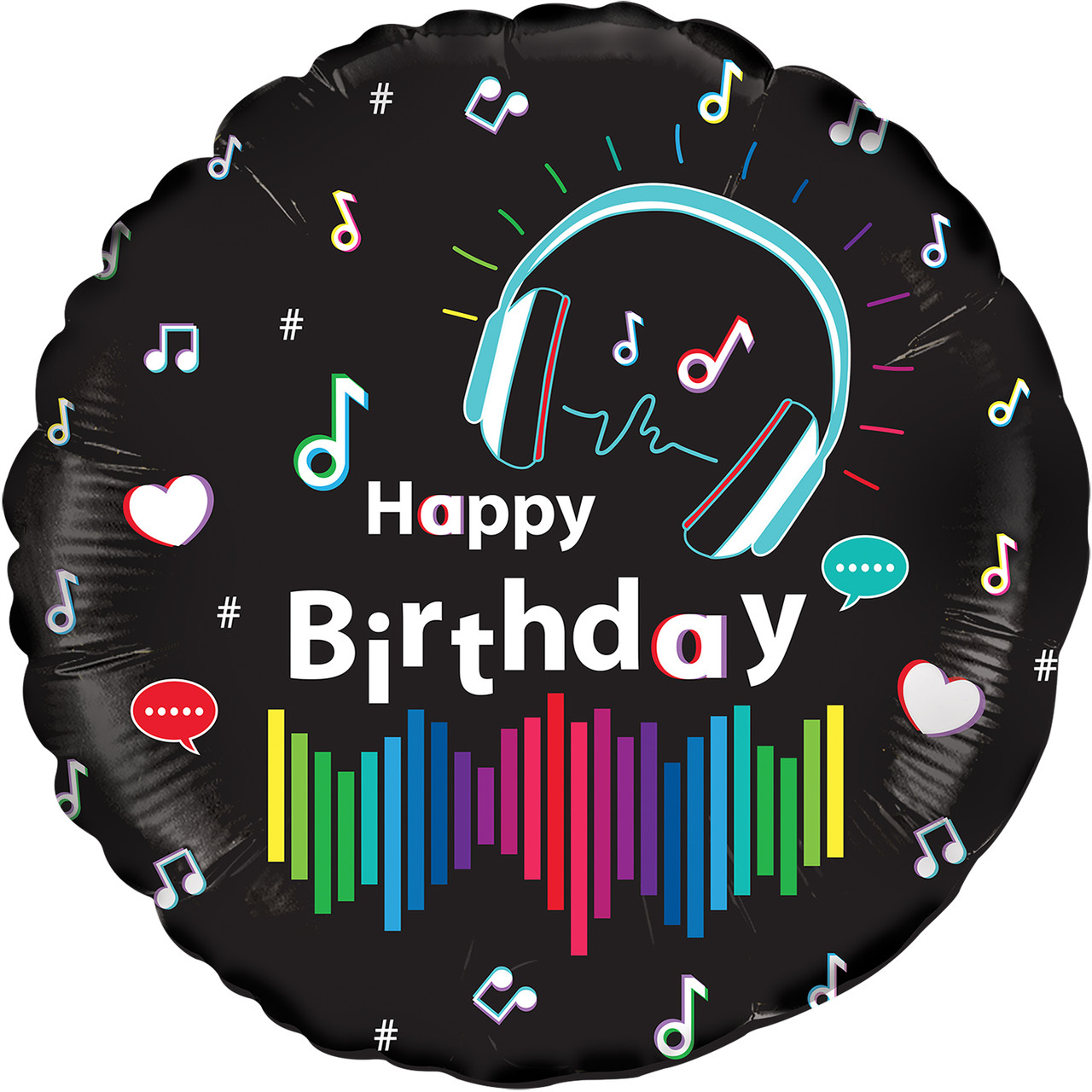 Oaktree 18" Tik Tok TMedia Music Birthday Фольгований шар З Днем народження голографія Тік струм, фото 1