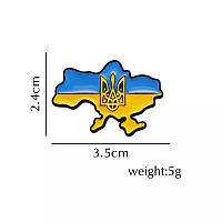 Брошка-значок Патріотична тематика Мапа України Тризуб різнокольорова