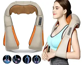 Універсальний роликовий масажер для спини та шиї Massager of Neck Kneading електричний з ІЧ-прогріванням Plaza