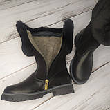 Дитячі підліткові зимові шкіряні чоботи з хутром для дівчинки Jordan чорні, фото 5