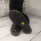 Дитячі підліткові зимові шкіряні чоботи з хутром для дівчинки Jordan чорні, фото 7