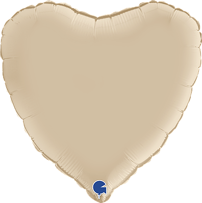 G 18" Heart Satin Cream Foil Balloon.  СЕРДЦЕ сатин нюд.  Фольгована куля