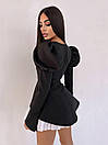 Чорне міні плаття з об'ємними рукавами та короткою спідницею з воланом (р. S-M) 66035001Е, фото 3