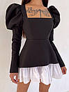 Чорне міні плаття з об'ємними рукавами та короткою спідницею з воланом (р. S-M) 66035001Е, фото 4