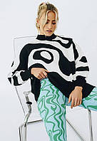 Жіночий принтований светр із розводами вільного фасону молодіжний (р. 42-46) 48043028r