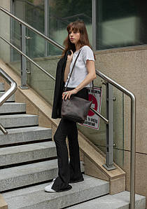 Жіночий шоппер Діамант з натуральної шкіри колір Шоколад