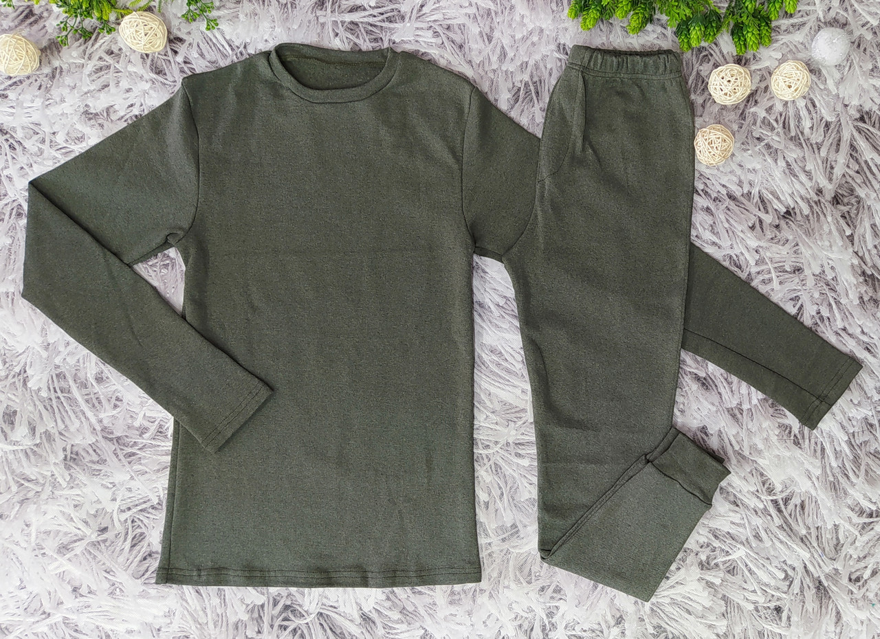 Термобілизна комплект чоловічий розмір 2ХL 46-48 на байці хакі Оlan 22202