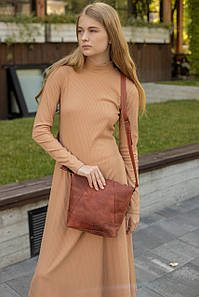 Жіночий шоппер Діамант з натуральної шкіри колір Коньяк