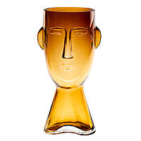 Скляна ваза "Нарис", коричнева 23,5 см.