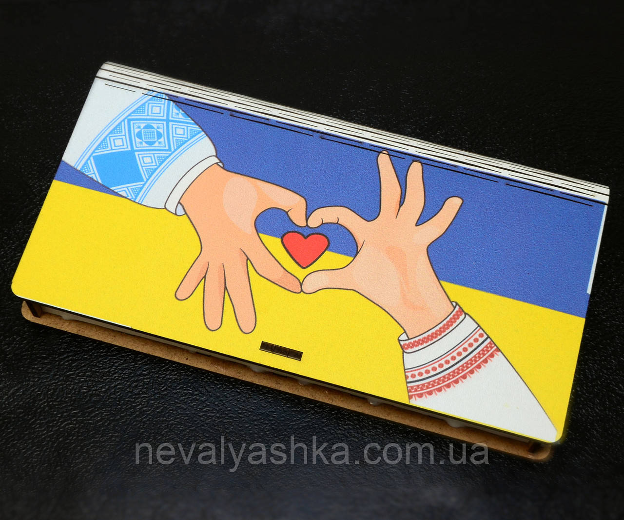 Дерев'яний Конверт для Грошей, Подарункова Коробка для Грошей 19х10 см Кольорова Купюрниця Скринька з Дерева