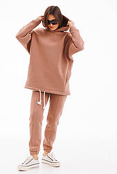 Жіноче велике подовжене оверсайз худі з 'куліскою' на шнурівці внизу