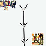 Вішалка стійка для верхнього одягу вішалка для підлоги чорна металева, фото 8