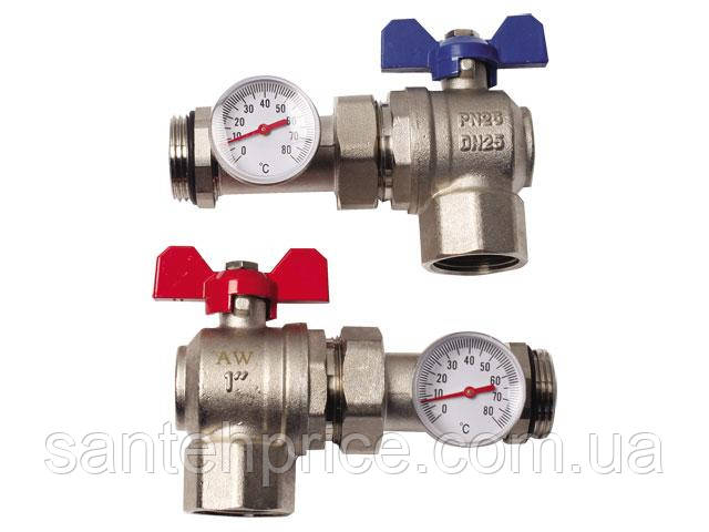 Купить Кран с термометром для коллектора 1 угловой (XF-83517) 2*30 ...