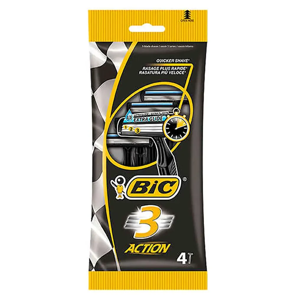 Одноразові станки для гоління BIC 3 Action чоловічі, 4 шт. 02342