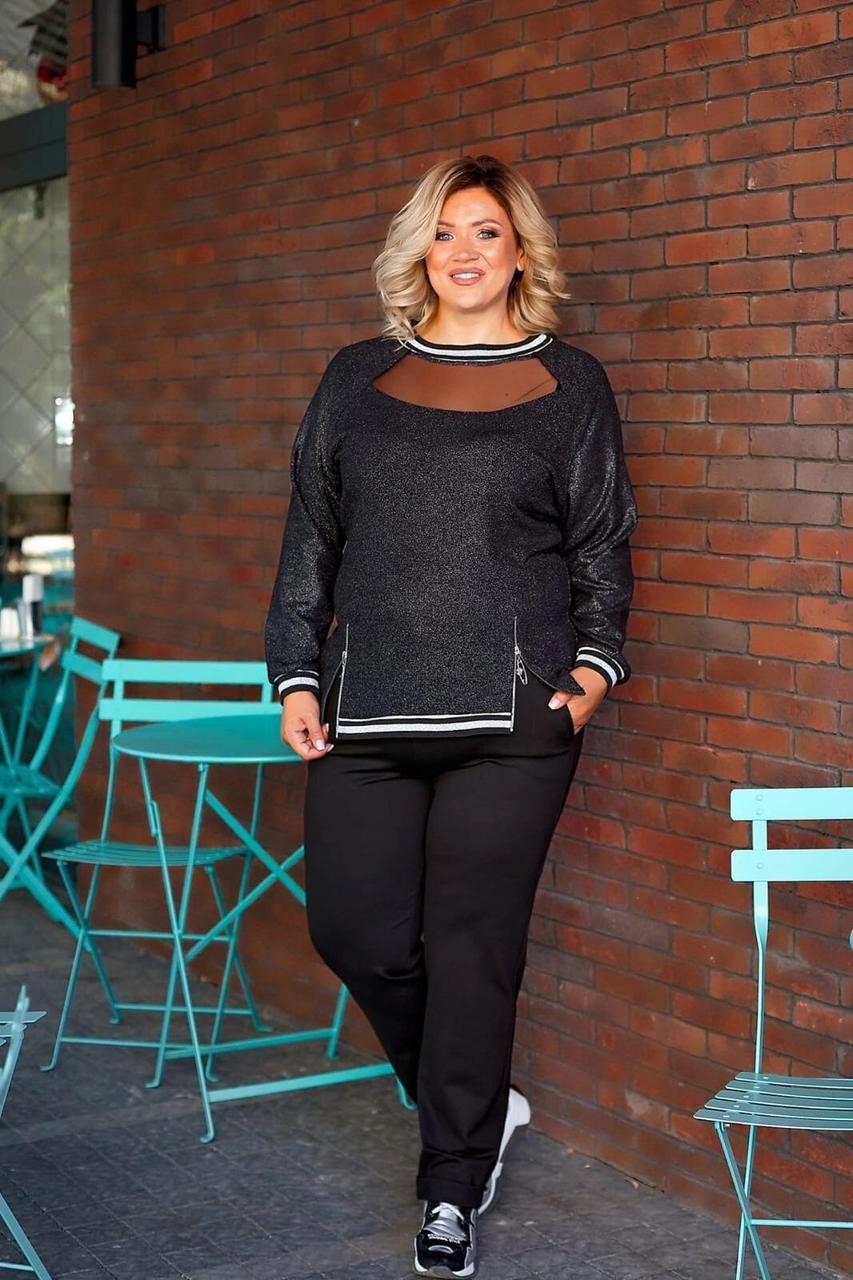 Лаконічна жіноча кофта Тканина "Машинна в'язка+Люрексова нитка" 56, 58 розмір 56