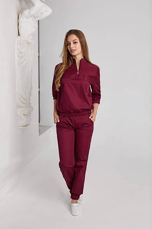 Жіночий медичний костюм Гертруда бордовий - Костюм косметолога - Костюм масажиста, фото 1
