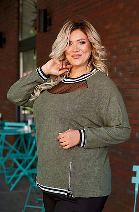 Лаконічна жіноча кофта Тканина "Машинна в'язка+Люрексова нитка" 52, 54, 62, 64, 66 розмір 52, фото 1