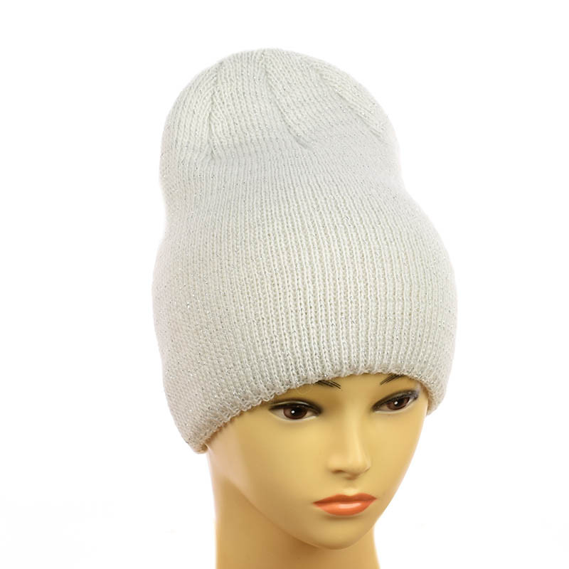 Молодіжна шаппка з люрексом білий