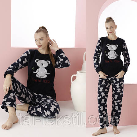 Піжама жіноча тепла софт махра+флісова основа Туреччина M-L-XL-2XL, фото 2