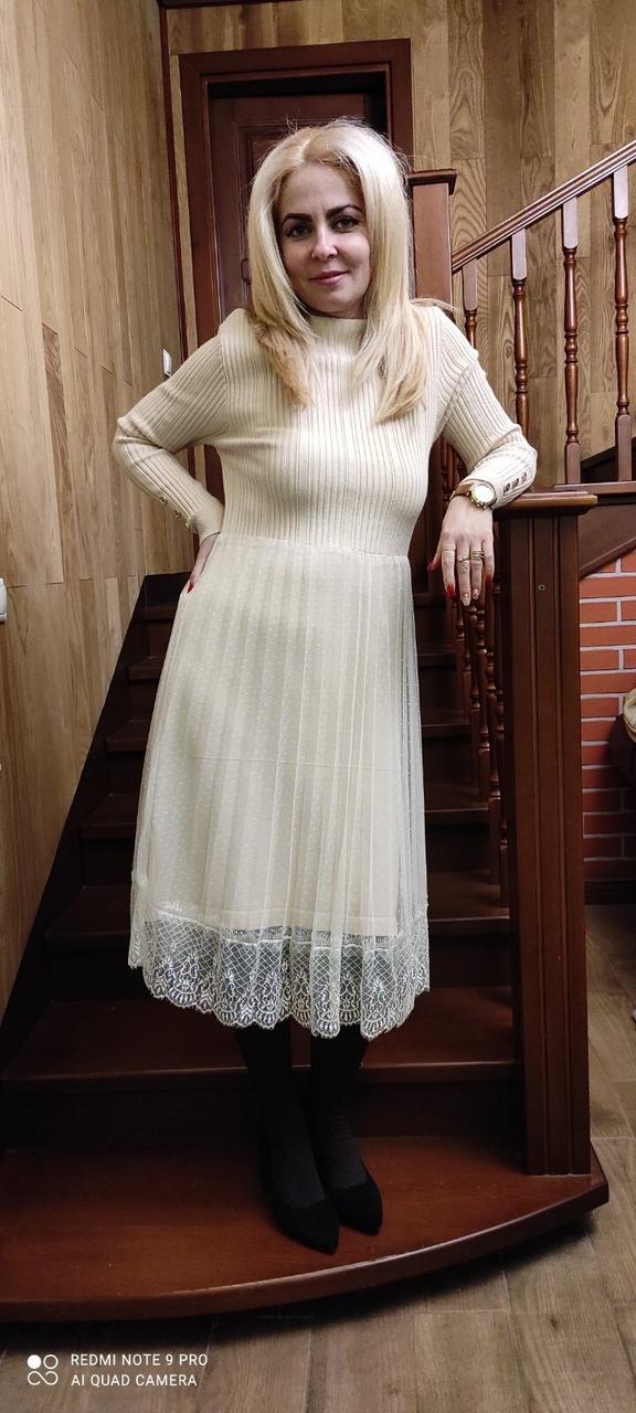 Витончене жіноче плаття, тканина "Машинова в'язка + Стрейч сітка" 44, 46, 48, 50 розмір 44