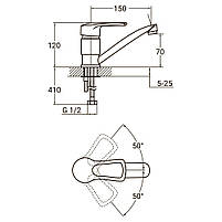 Змішувач MD Ø40 для кухні гусак прямий 150 мм на шпильці AQUATICA (MD-2B144C), фото 2
